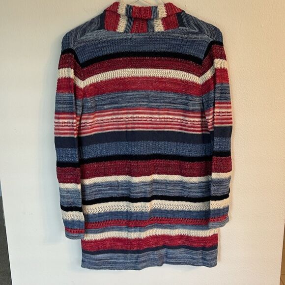 J. Jill Red White Blue Striped 3 Button Cardigan Size Small Petite - Picture 7 of 9